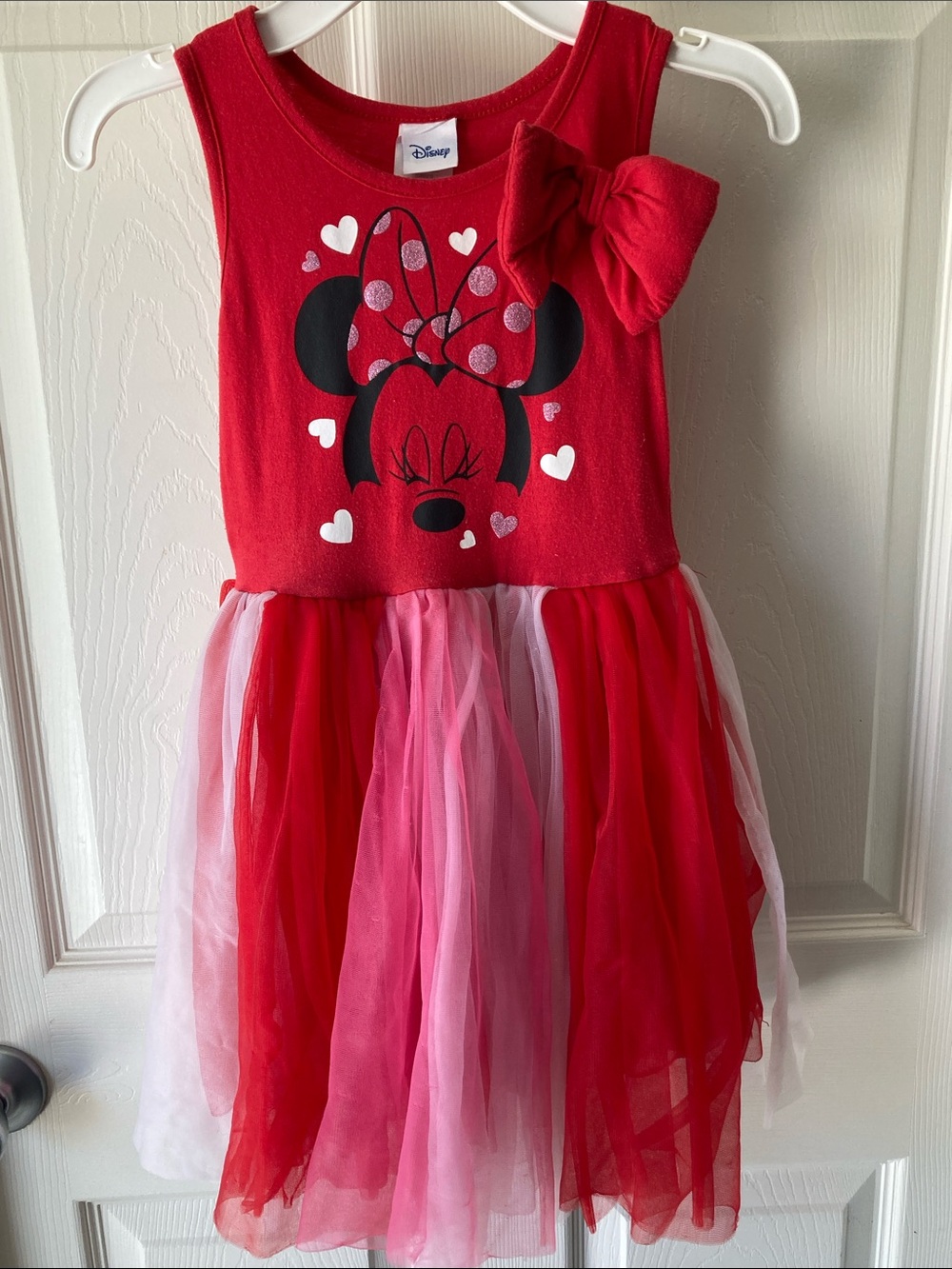 Disney Minnie Mouse Tulle Dress with Bow Size S (6/6X) Red Black White Pink